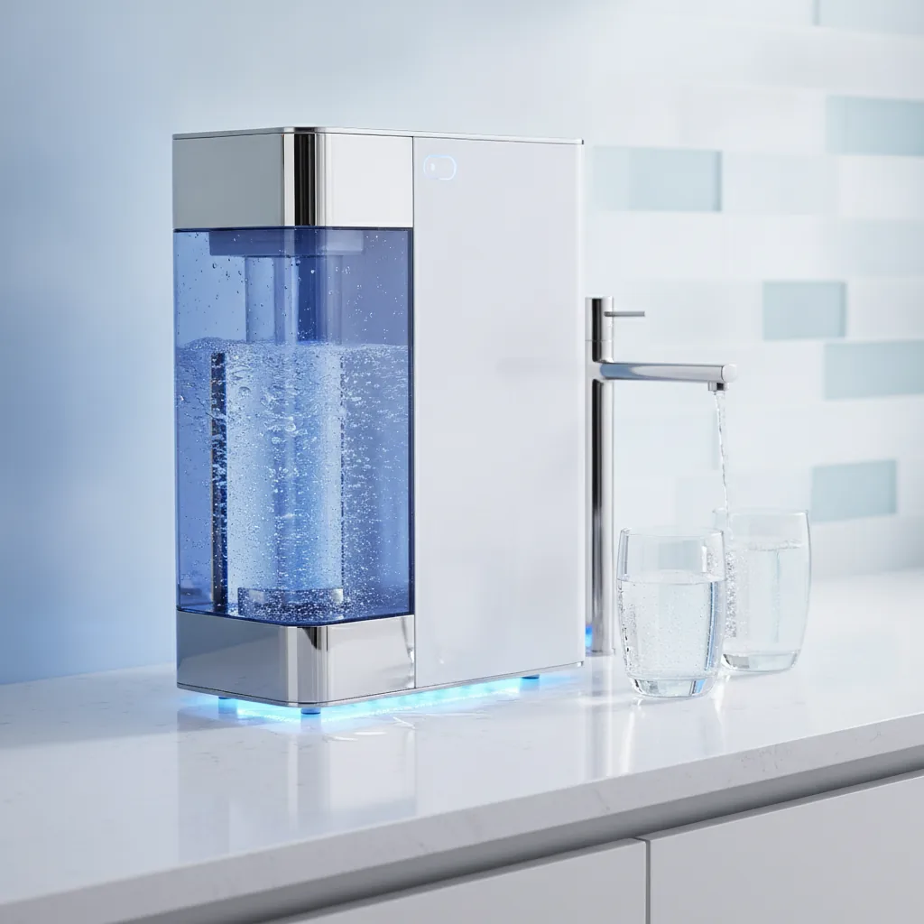 real photo of a modern home water purifier