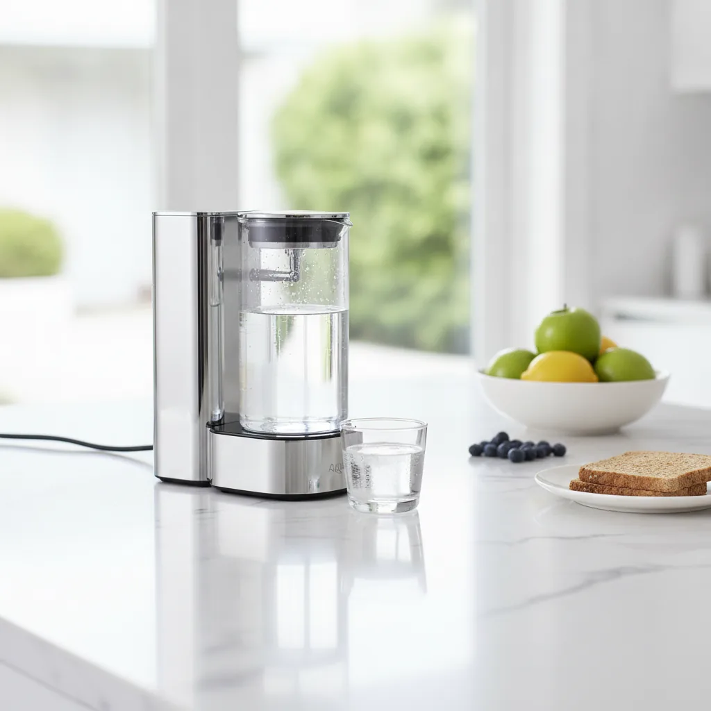 Real photo of a family kitchen counter with